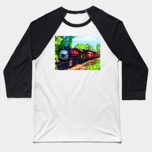 Colorful Steam Train Baseball T-Shirt